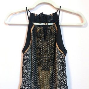 Greylin XXS Black and Tan maxi dress halter